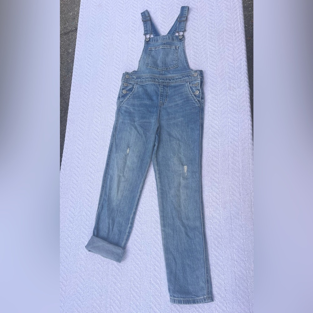 Girls Cat & Jack Overalls, SIZE 7/8, Distressed Wash, worn once for school event
